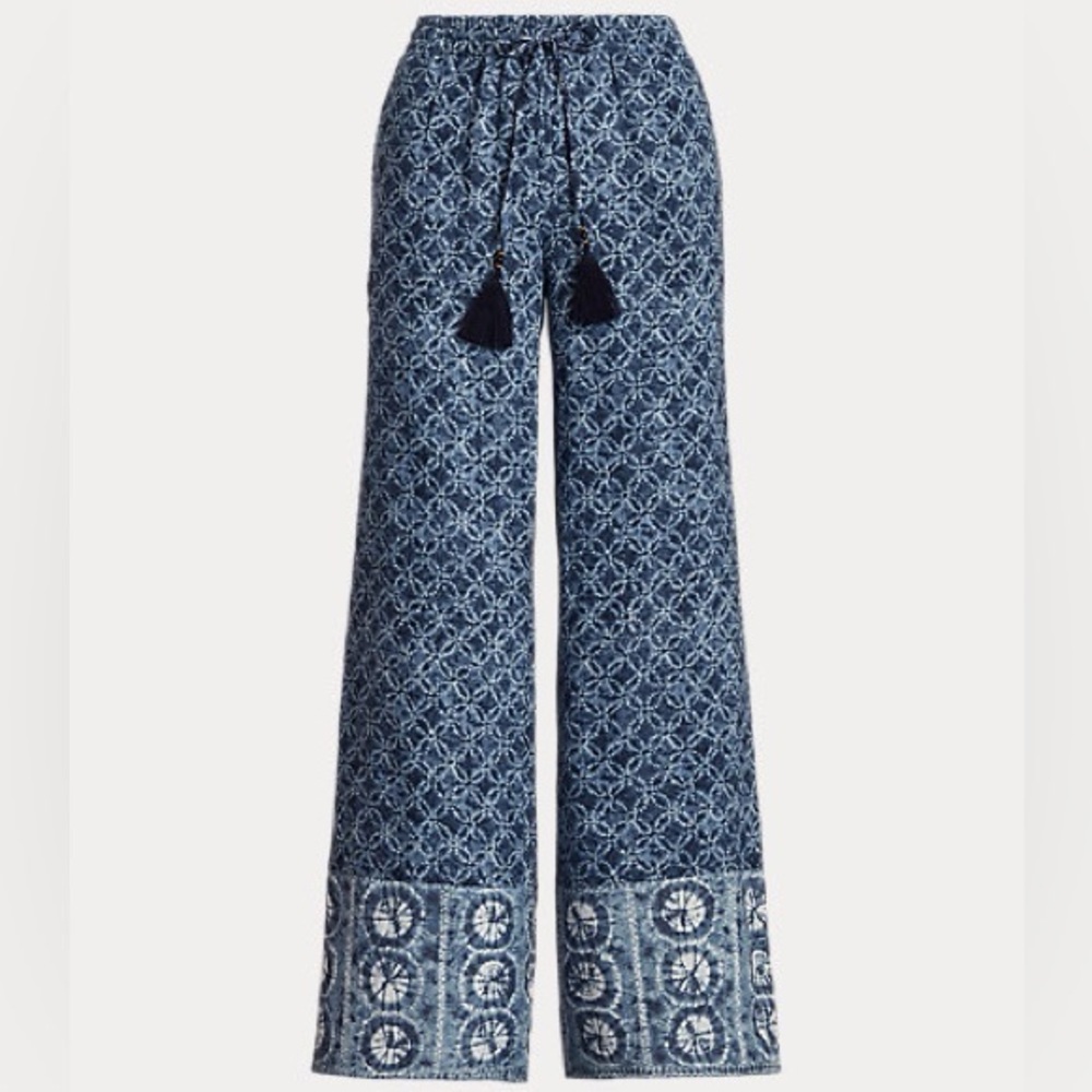 Ralph Lauren Women's Linen Geo Print Wide Leg pant